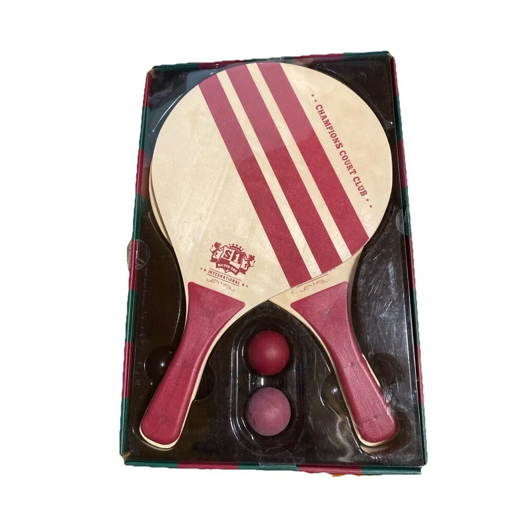 Silver One International The Champions Club Court 2 Wood Paddles 2 Paddleballs